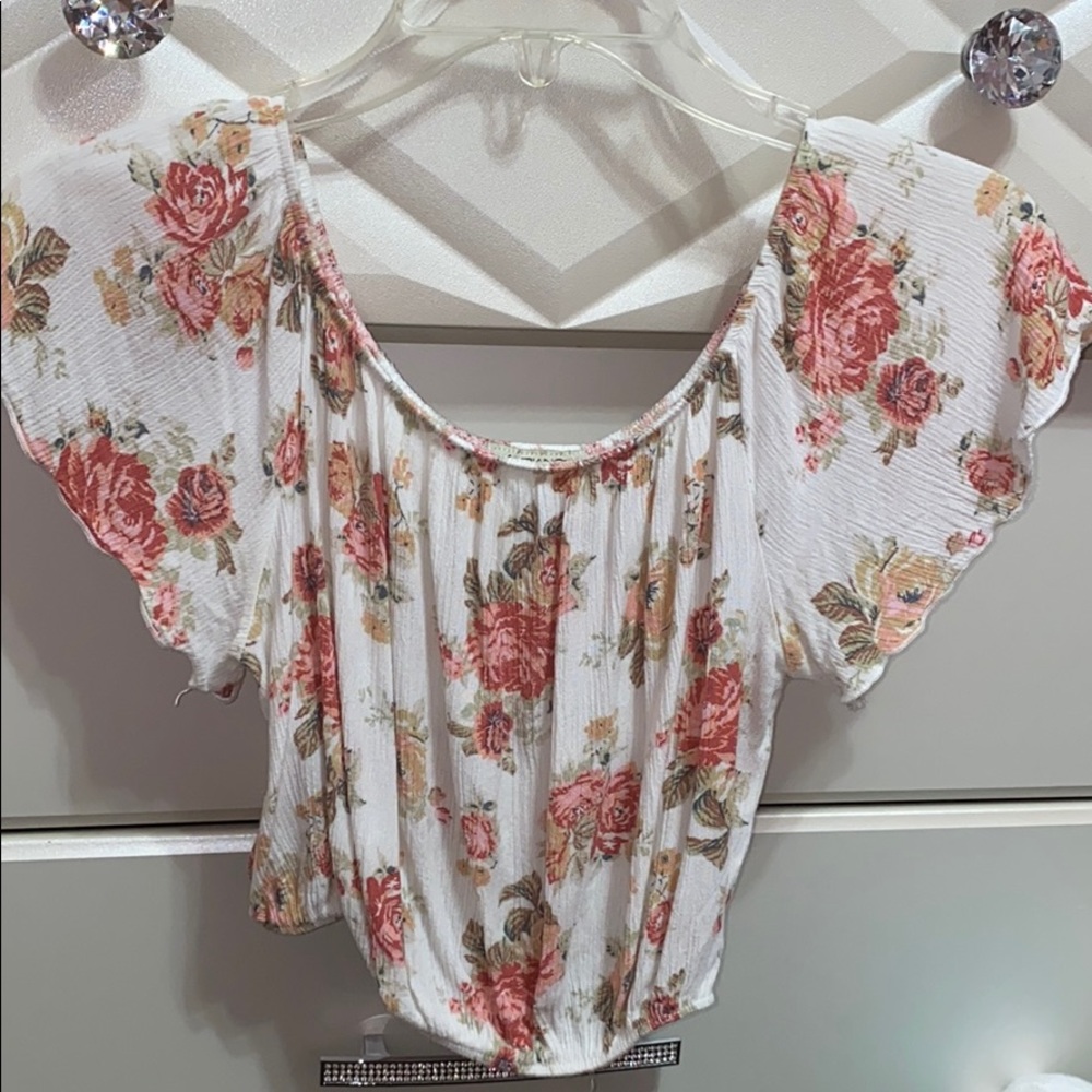 Floral off the shoulder crop top